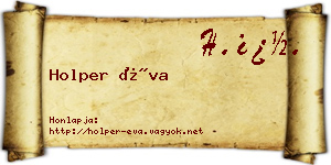 Holper Éva névjegykártya