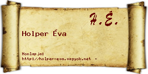 Holper Éva névjegykártya